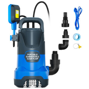 1HP Sump Pump Submersible Water Pump 4500GPH Thermoplastic Utility Pump with Float Switch Electric Portable Pump to Remove Clean/Dirty Water For Pool Flood Basement Tubs Garden Yard Ponds