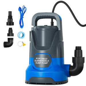1HP 3500 GPH Sump Pump Submersible Utility Water Pump Portable Transfer Electric Water Sump Pumps with 8 Accessories for Swimming Pool Draining Garden Spa Hot Tub Pond Flood Basement Yard