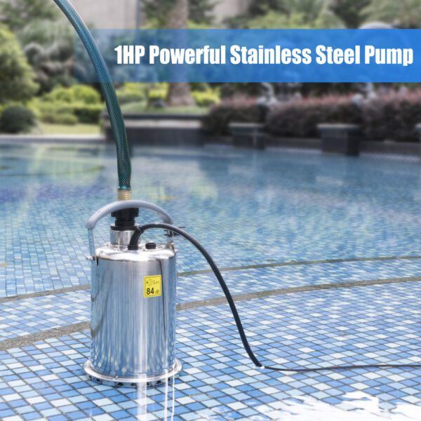 1HP Sump Pump Submersible 4000GPH Water Pump for Pool Draining, Clean/Dirty Water Removal from Basement Garden Pond Sump Pit Hot Tub with 3 Hose Adapters and 16.4ft Power Cord - Image 2