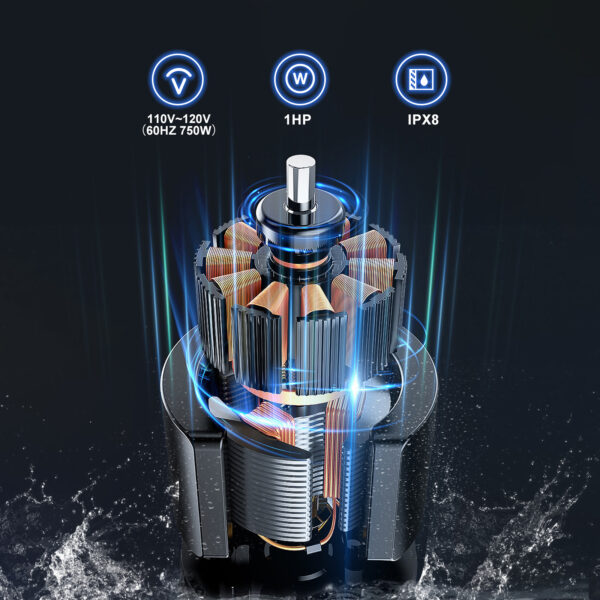1HP 3500 GPH Sump Pump Submersible Utility Water Pump Portable Transfer Electric Water Sump Pumps with 8 Accessories for Swimming Pool Draining Garden Spa Hot Tub Pond Flood Basement Yard - Image 2
