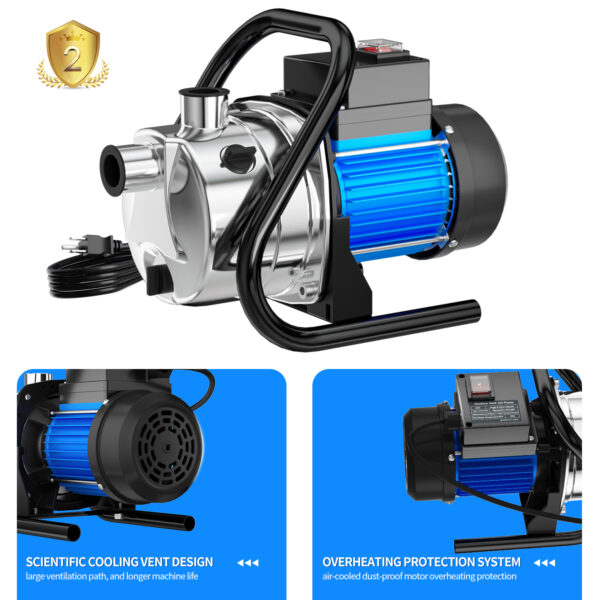 1.6HP Portable Water Transfer Pump 1200GPH Shallow Well Pump Garden Booster Pumps for Draining Irrigation Lawn Farm Water Removal - Image 4