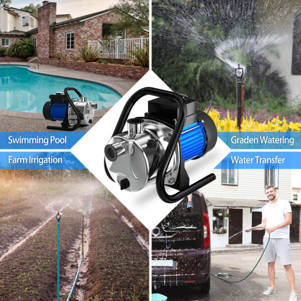 1.6HP Portable Water Transfer Pump 1200GPH Shallow Well Pump Garden Booster Pumps for Draining Irrigation Lawn Farm Water Removal - Image 5