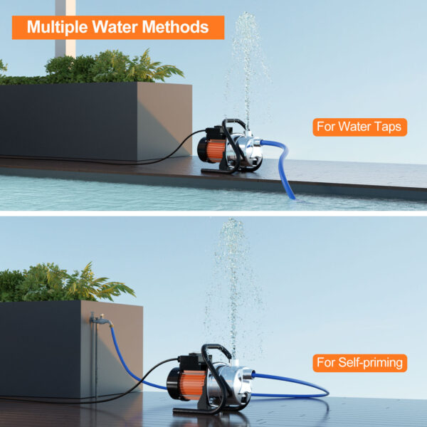 1.6HP Portable Water Transfer Pump 1200GPH Shallow Well Pump Garden Booster Pumps for Draining Irrigation Lawn Farm Water Removal - Image 5